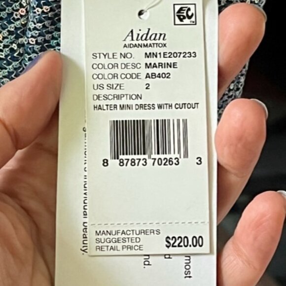 Aidan Mattox Formal Sequin Halter Mini Dress with Cutout Size 2 Marine Blue NWT - Picture 14 of 16